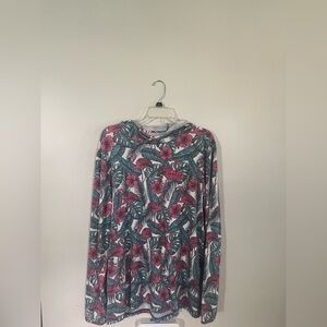 Tropical Floral Long Sleeve Tee - Pink & Green